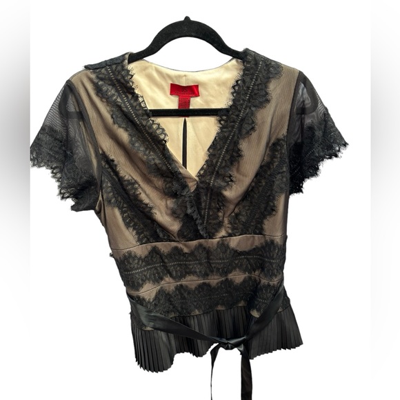 JS Collection Women’s Black V-Neck Top with Sash Tie Size 16 - Picture 5 of 9